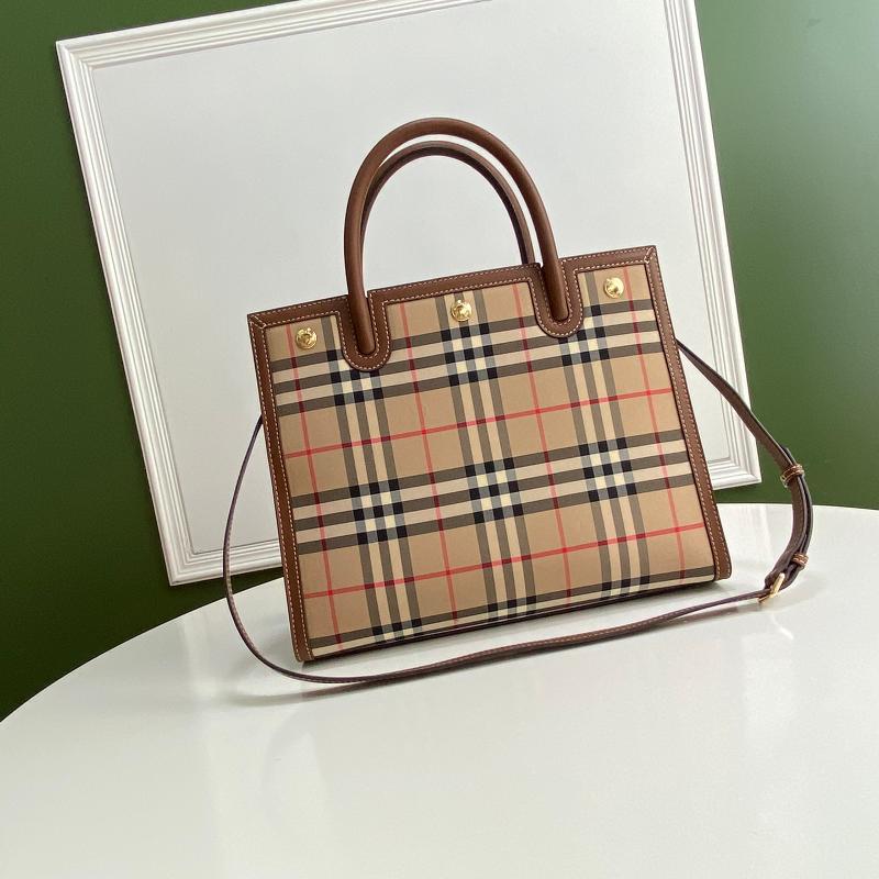 Burberry Handbags 80252691 PVC Checkered Classic Beige
